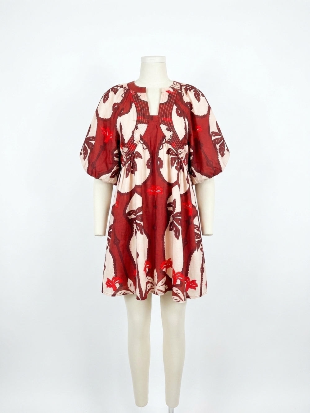 NEW STRUT & BOLT linen mini dress in burgundy